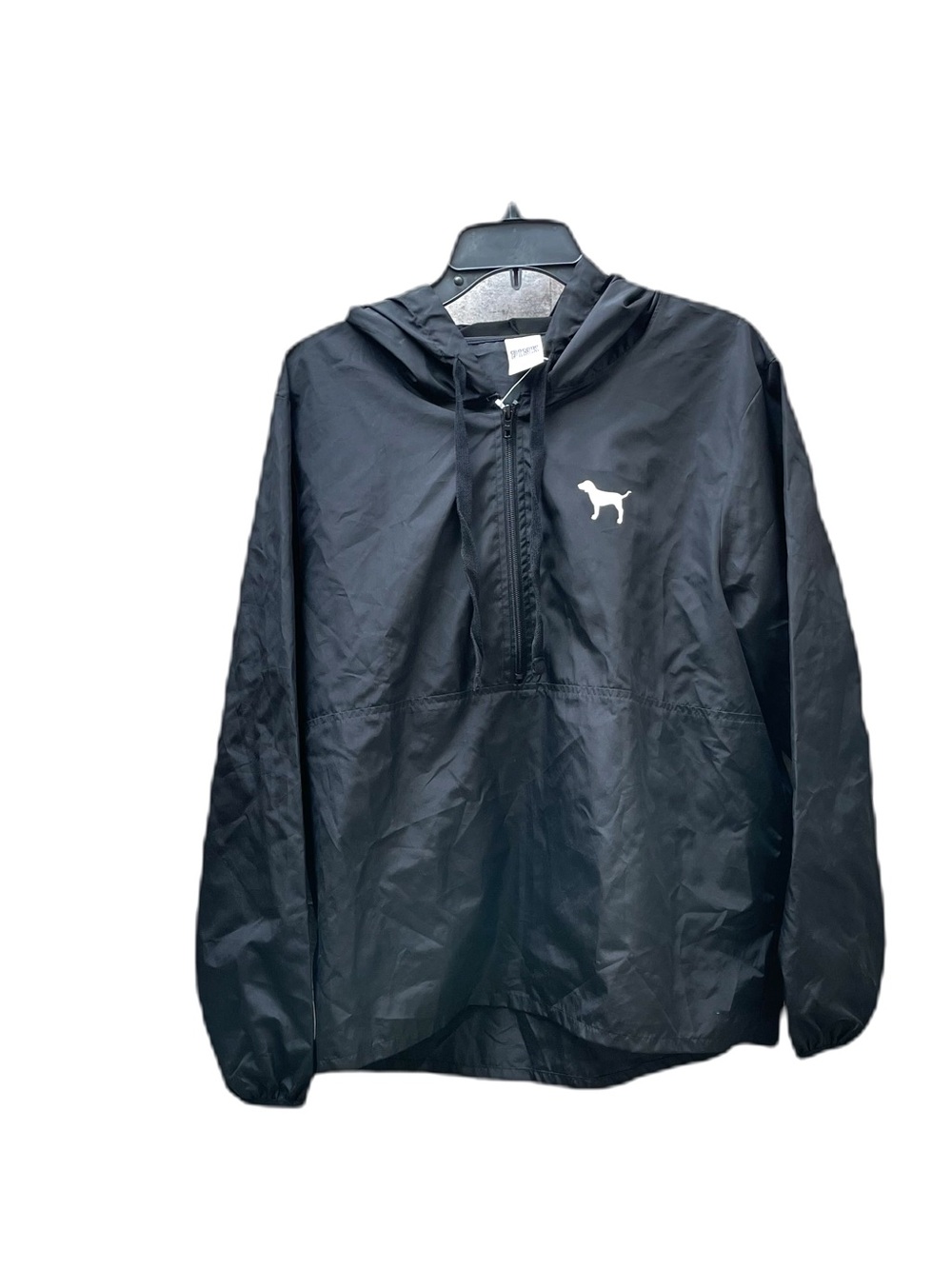 ❤️ PINK VICTORIA SECRET BLACK WINDBREAKER JACKET SIZE M/L